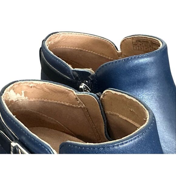 Vionic “Millie” Buckle Navy Blue Zip Ankle Boots Size 7 - Picture 11 of 12